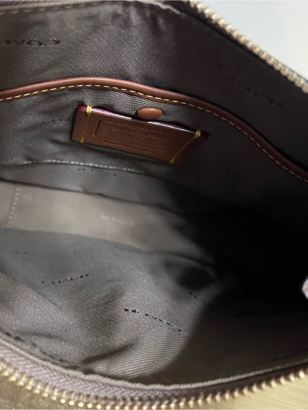 Coach Taupe Pebbled Leather Crossbody with Gold Hardware - Picture 14 of 14